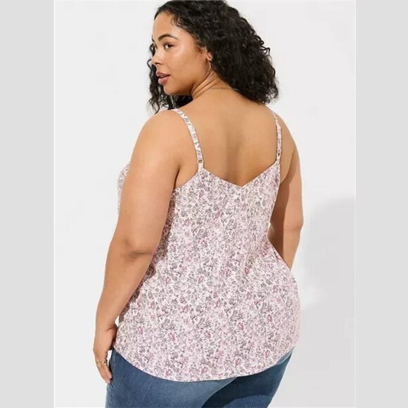 Torrid - Sophie Challis Lattice Cami in Monochromatic Boho Dew & Pink Floral - Picture 12 of 14